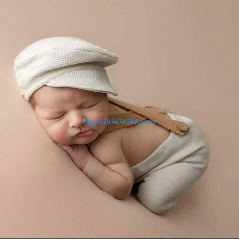 

Infant Photography Accessories Back Strap Jumpsuit and Soft-knit Beanie Hat