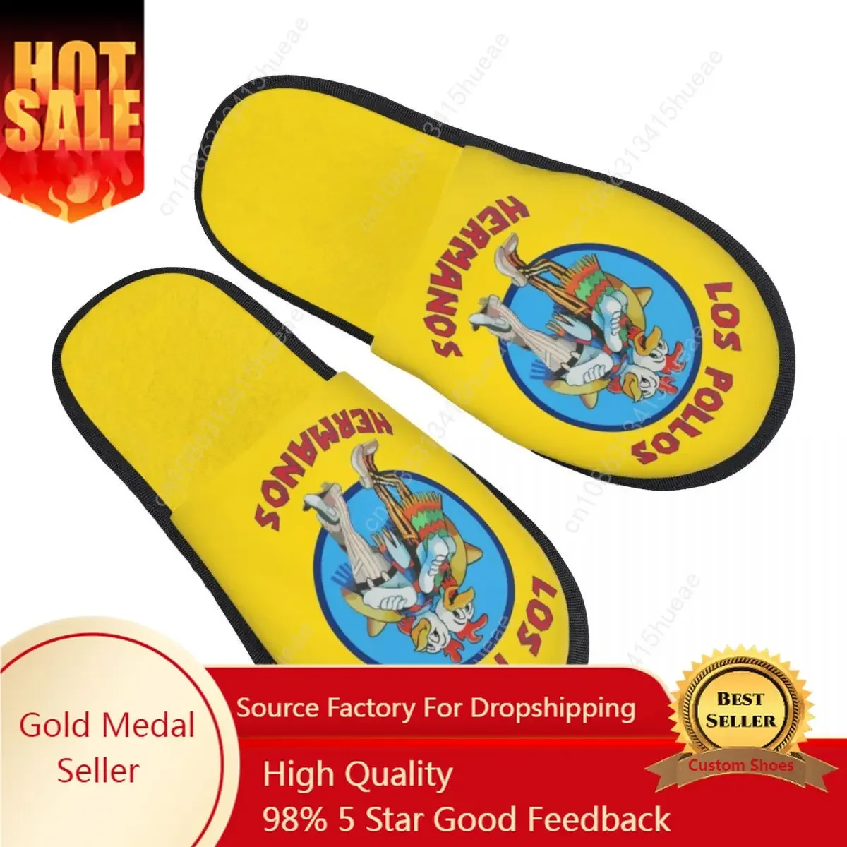 Breaking Bad Los Pollos Hermanos Guest Slippers for Bathroom Women Custom Print Chicken Brothers House Slipper