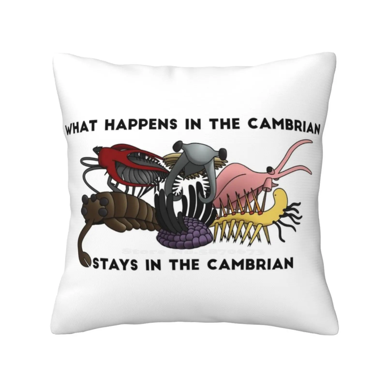 What Happens In The Cambrian... Throw Cushion Pillow Cover Dinosaurs Raptor Chatter Wiwaxia Hallucigenia Anomalocaris Opabinia