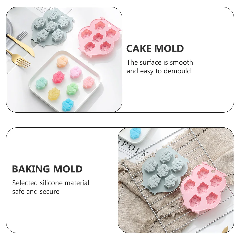 

2Pcs Owl Silicone Mold Smooth Surface Baking Chocolate Ice Cream Tray Reusable Kitchen Supplies Blue Molds Cake Molding