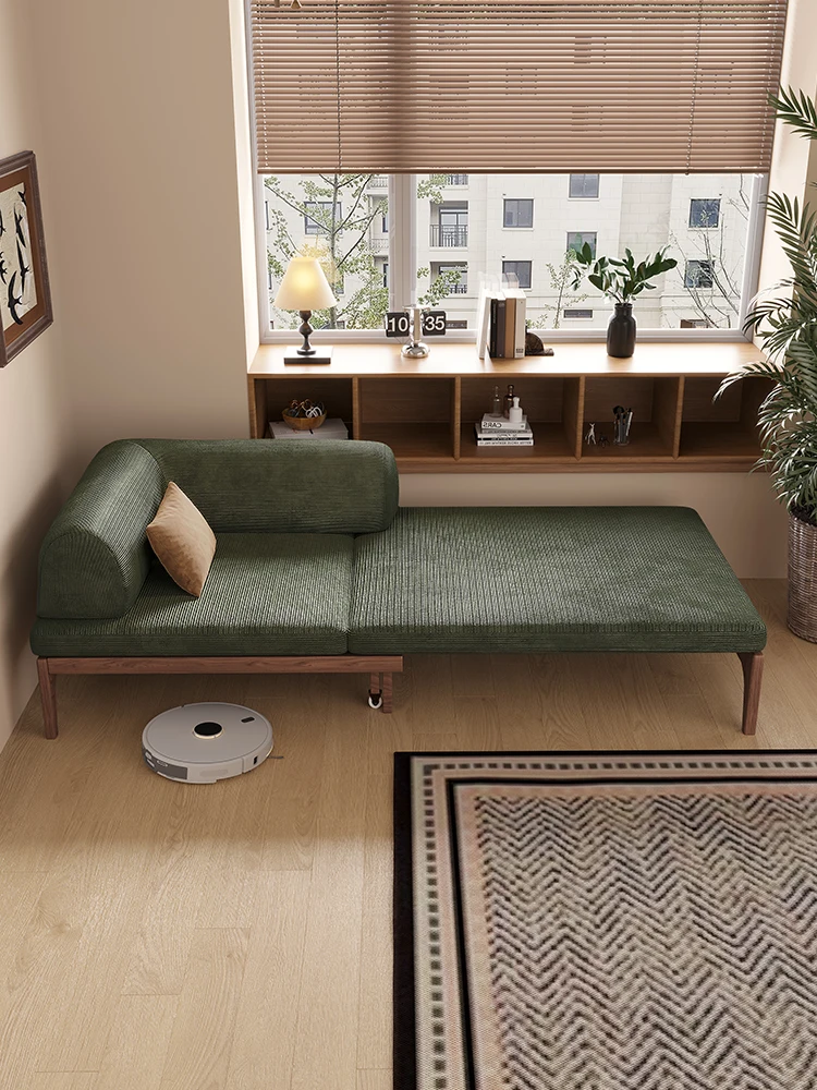 

Medieval style solid wood sofa bed sitting and lying lazy dual-purpose small apartment household living room single pull