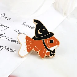 Magic Fish Brooches Enamel for Women Men Cartoon Lucky Goldfish Lapel Pins Hat Fishes Metal Badges Kids Jewelry Gift Accessories