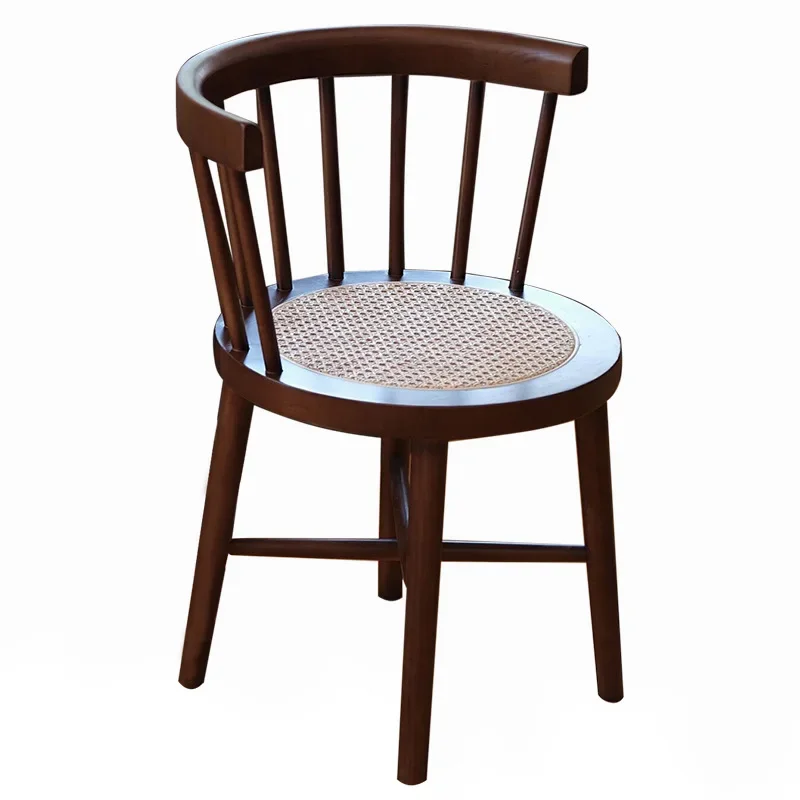 Nordic dining retro back fork chair solid wood dining  coffee shop  rattan chair medieval vintage