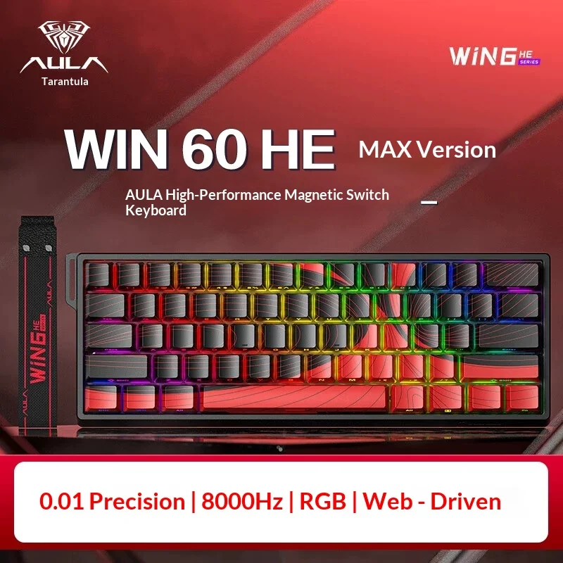 AULA Win60 He Magnetic Axis Mechanical Keyboard Rgb Backlit White Side Engraved Keycaps Custom Gaming Esports For Computer