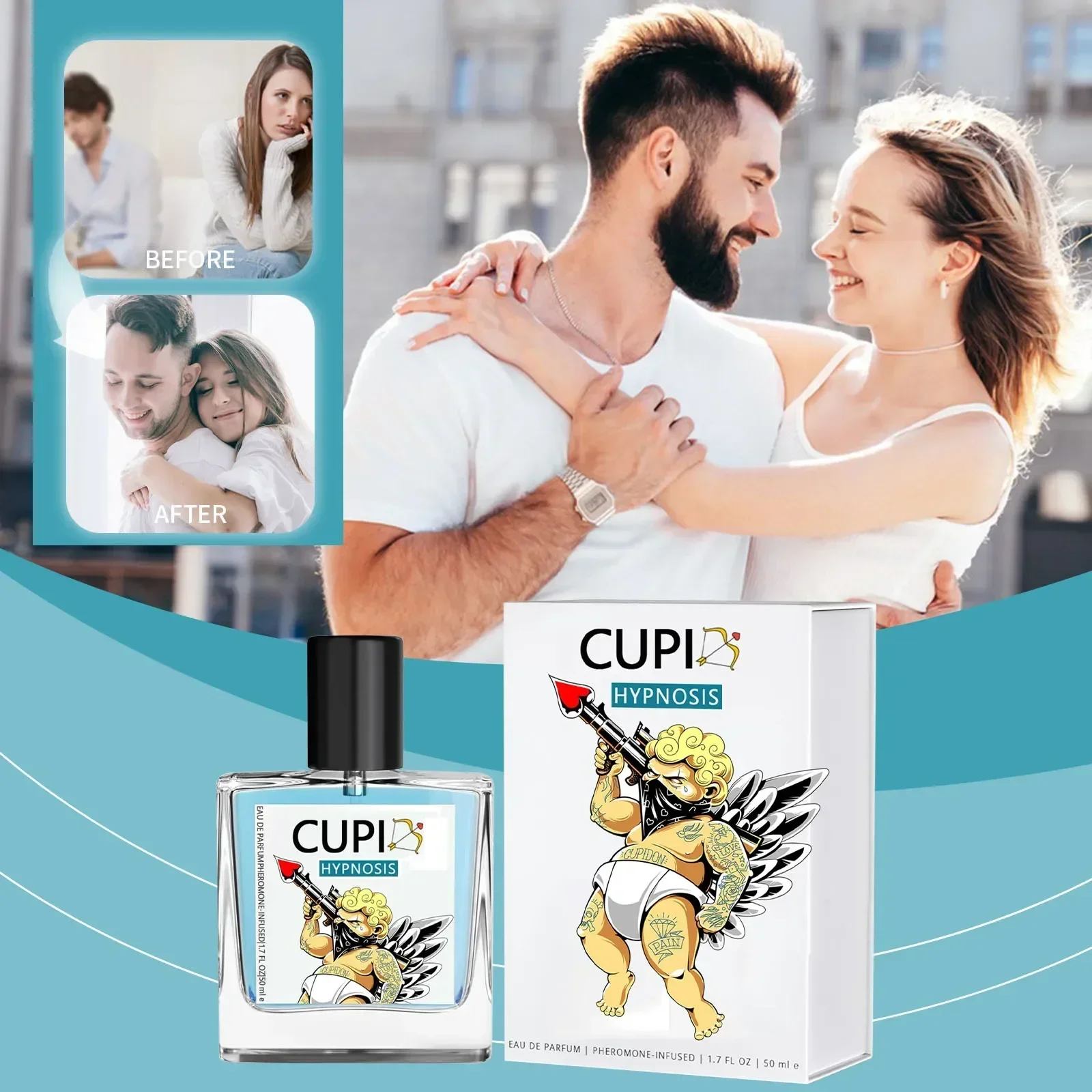 50ML Cupid Hypnosis Perfume Original Long Lasting Pheromone Fragrances Perfume Cologne Men\'s and Women\'s Light Fragrance