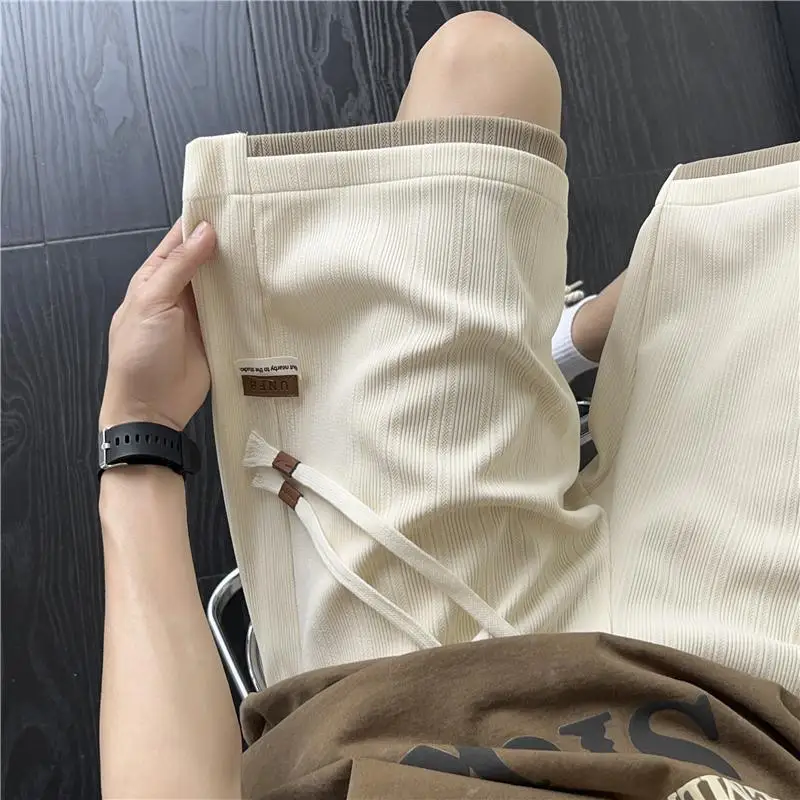 

Fake Two-piece Ice Silk Men Summer Thin 2025 New Loose Casual Sports Trousers