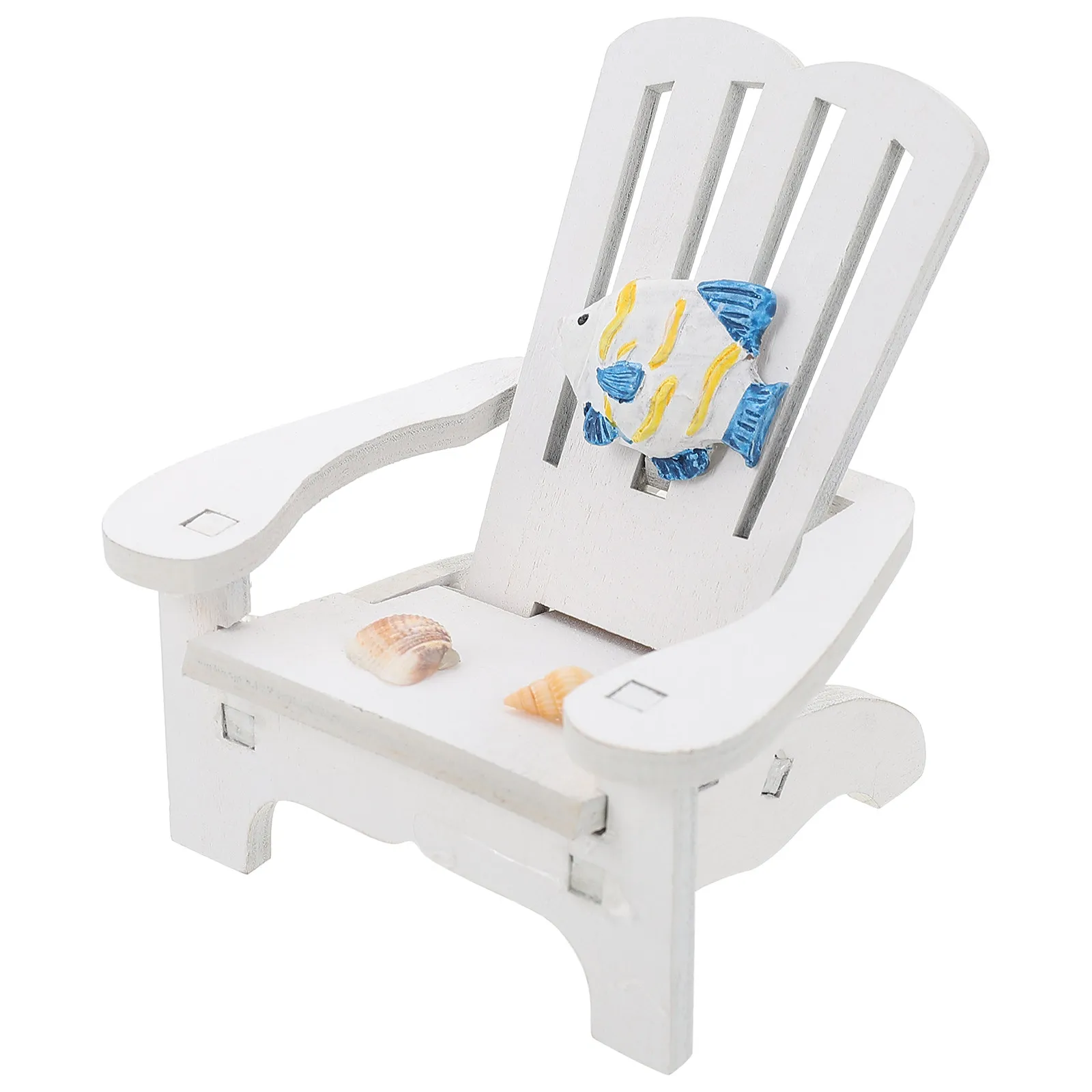 Mini Wooden Beach Chair Ornament Desktop Decor Small Nautical Chair Unique Pattern Home Office Table Decoration
