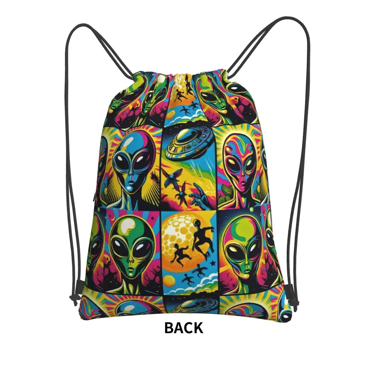 Cosmic Encounters Pop-Art Backpacks Drawstring Bag Fashion Drawstring Bundle Pocket Sundries Bags For Travel Sport Man Woman