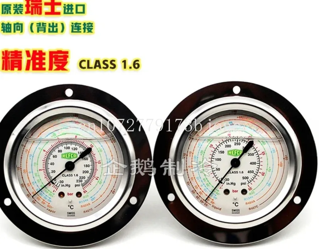 1PCS REFCO Axial / radial pressure gauge R22/R134a high and low pressure gauge for refrigeration and air conditioning