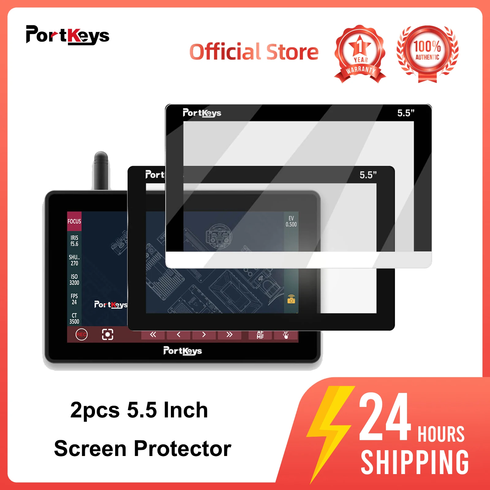 Portkeys 2pcs 5.5 Inch Screen Protector  Tempered Glass LCD Monitor Originaltempered Film for BM5IIIWR / BM5ILI / LH5PII / LH5P