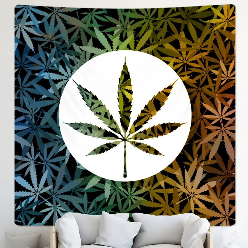 Marijuana Weed Leaf Tapestry for Boys Teens,Cannabis Leaf Tapestry for Bedroom Aesthetic,Trippy Botanical Leaves Wall Tapestry