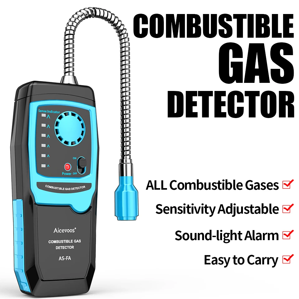 Aicevoos Combustible Gas Leak Detector Flammable Gas Methane Natural Gas Tester Sound Light Alarm Meter Leak Location Determine