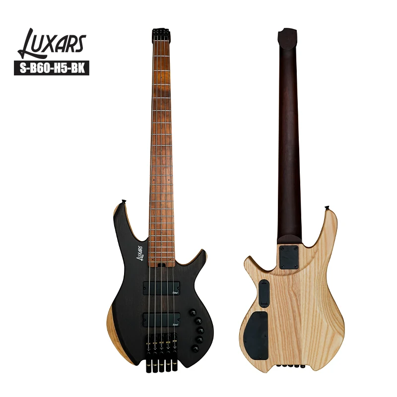 High Quality Custom 4-String H-H Active Pickup High-gloss Roasted Maple Neck One-piece Ash Electric Bass Guitar Kit Wholesale