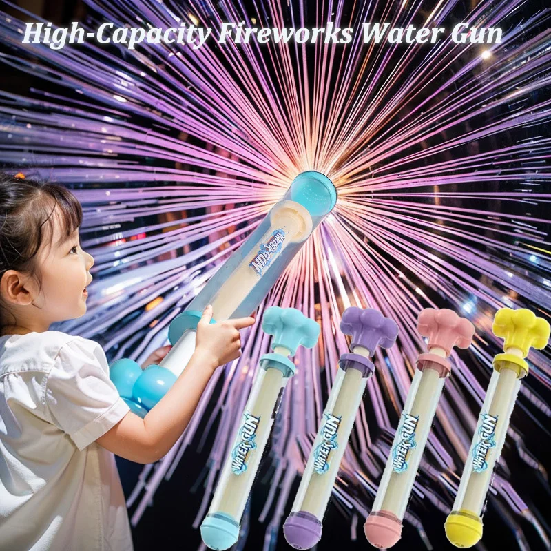 High-Capacity Pull-Pull Fireworks Water Gun Summer Beach Play Water Battle Spray Gun with Rotating Fireworks Feature for Kids ﻿
