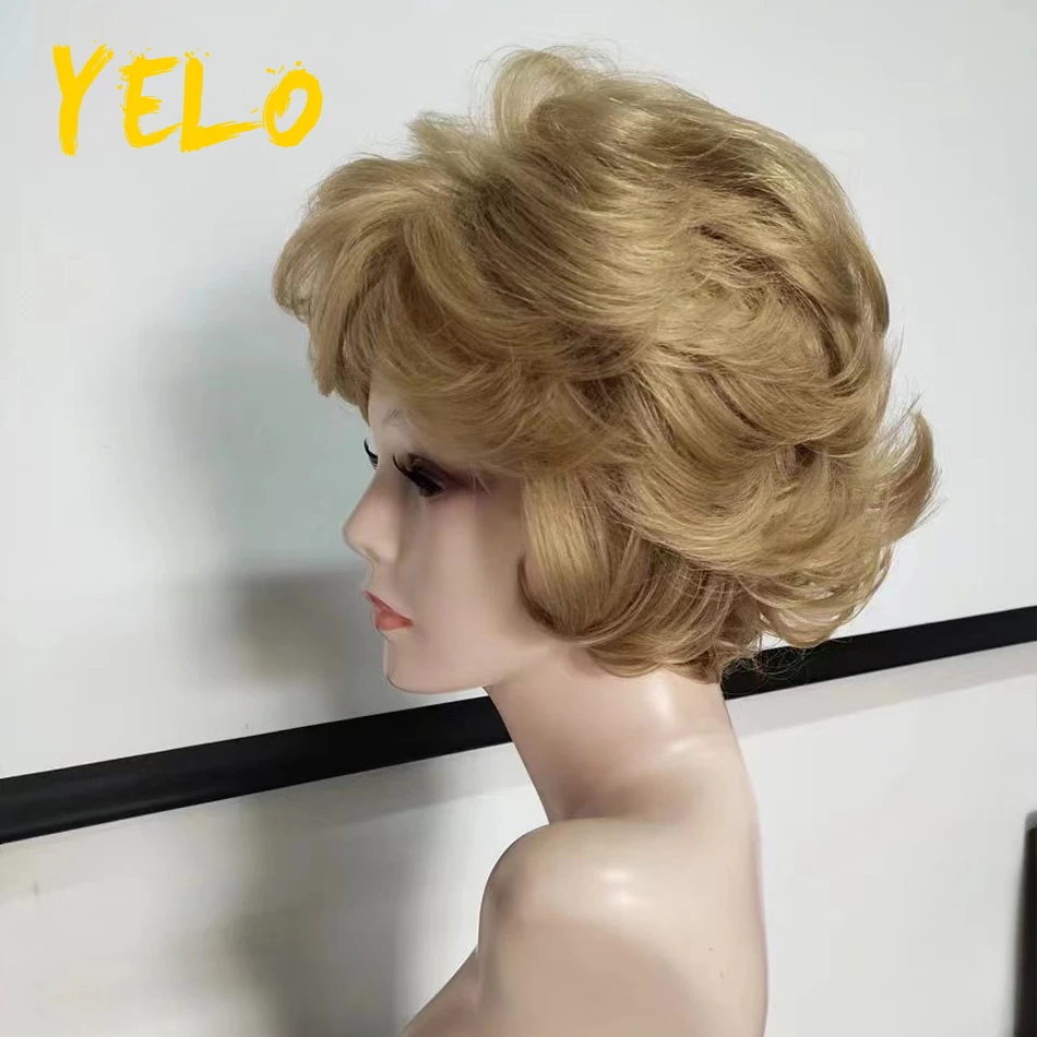 Blonde Real Human Hair Toppers Short Curly Hair Topper Clips in Hair 100% Remy Human Hair Toppers For Women Increase Hair Volume