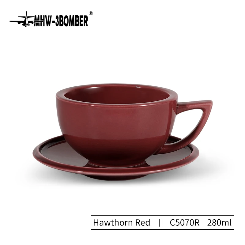 MHW-3BOMBER 280ml Tee- und Espressotassen mit Untertassen und Kaffeelöffeln Set Keramik Cappuccino Latte Art Becher Barista-Zubehör für Zuhause 6
