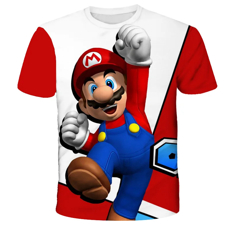 Camiseta de Super Mario, camiseta de dibujos animados para niños, camiseta de Dragon Ball para niños, camiseta de manga corta de verano para niños