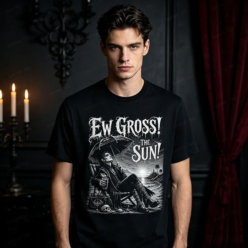 Ew Gross The Sun Gothic Vampire Lustiges Goth Sunny Beach T-Shirt Y2k Gruselige Ästhetik Fans Halloween-Kostüm Neuartiges Grafik-T-Shirt – Detail 4