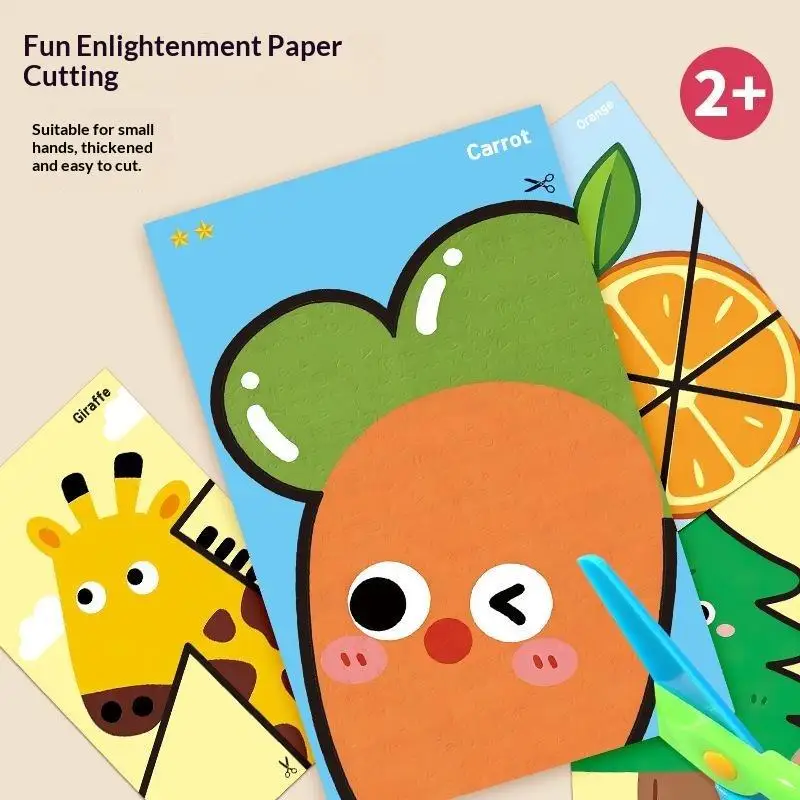 New！Handmade Paper Cuttings Interesting Origami Suit Dinosaur/Mushroom Patterns Including Scissors Parent-child Interactive Toys