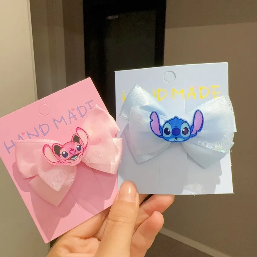 

Заколка для волос Stitch Girls с бантом, милый ангел, мультяшный дизайн, забавные детские аксессуары для волос, подарки на день рождения