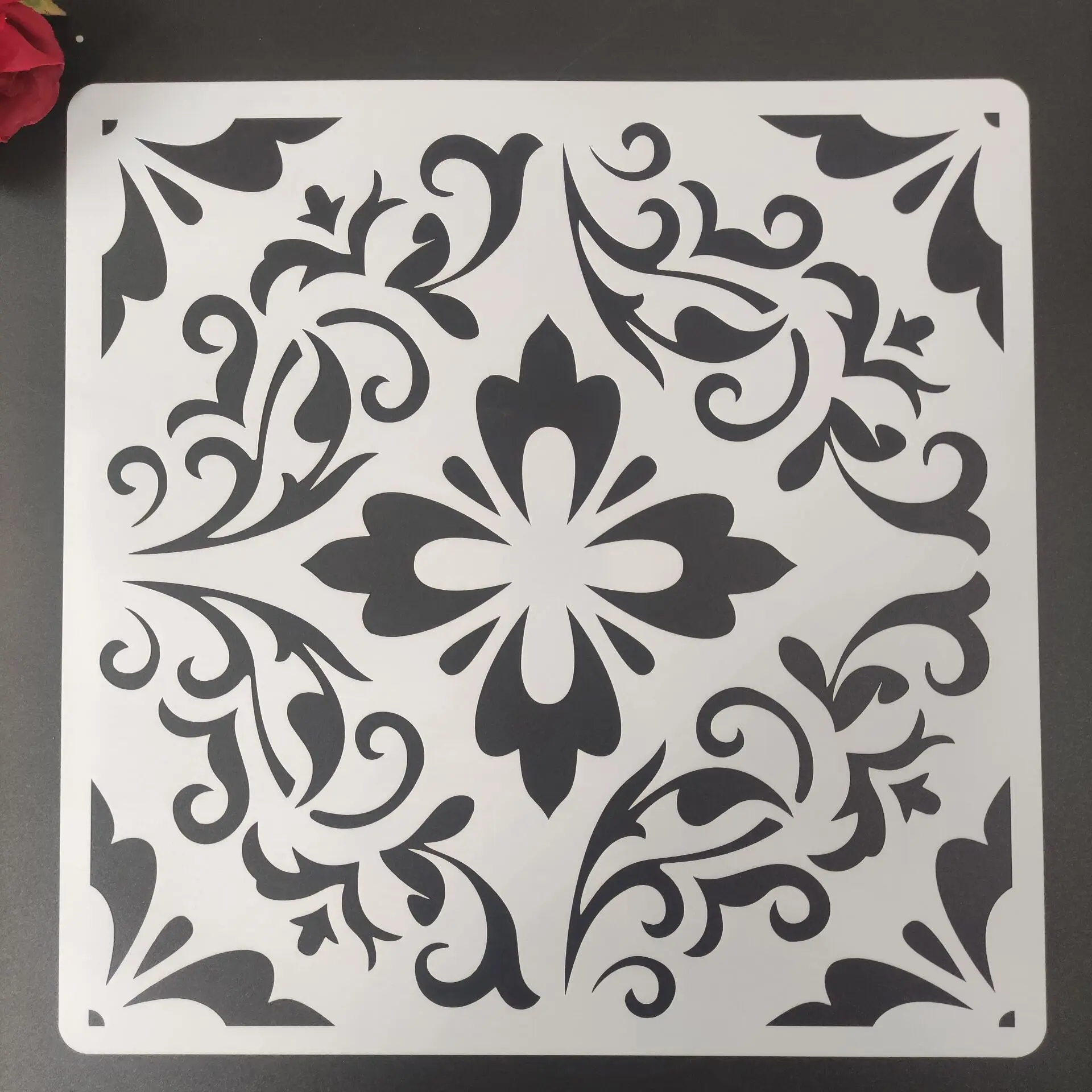 

30 * 30cm DIY reusable molds laser cut painting stencils floor tile fabric wall mold furniture mandala N34