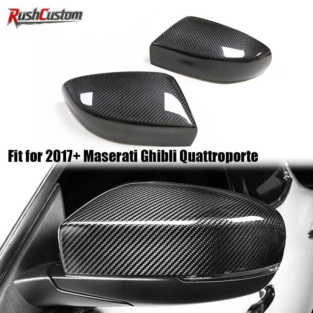 

For 2017+ Maserati Ghibli Quattroporte GT Sedan Dry Carbon Fiber Rear View Mirror Covers Replace Competition