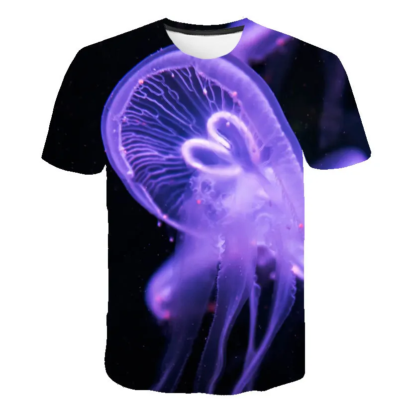 New 2023 Children T Shirts Fashion Electric Jellyfish Fish World Printed Boy Girl T-Shirt Kids Baby Tops Cool Tee Clothes Tshirt