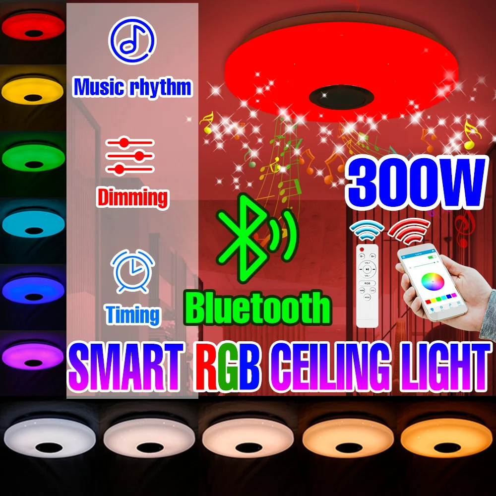 

WiFi Smart RGB Ceiling Light 220V Dimmable RGB Led Ceiling Lamp APP Bluetooth Music Remote Control Bulb Home Lighting IR Control