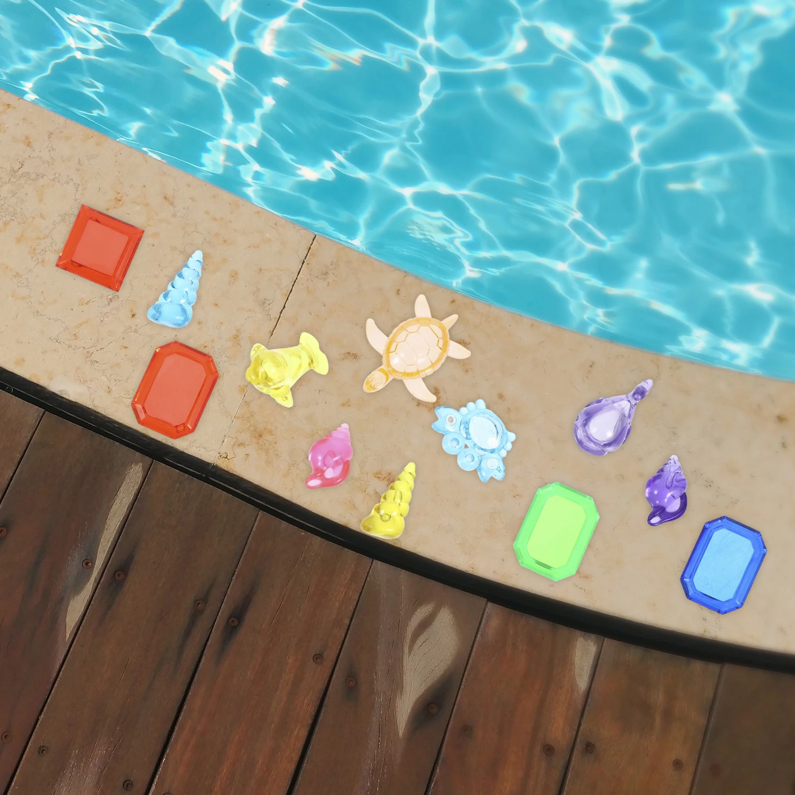 16Pcs Pool Diving Gemstones for Kids Smooth Lifelike Artificial Stones Swim Lesson Games Water Play Activities Summer Fun