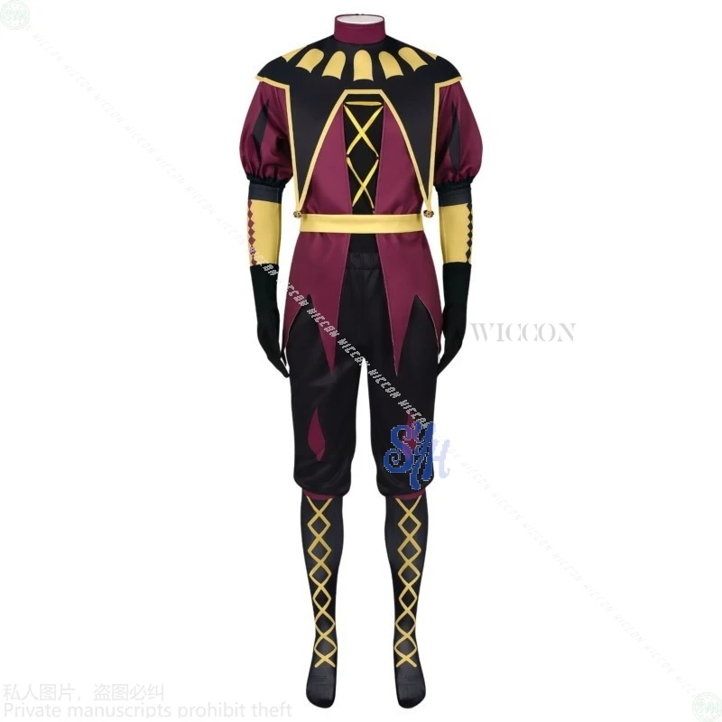 Freakk ピエロット コスプレ ピエロ レッド ブラック ゴールド 制服 ウィッグ ホラー マスク ハロウィン ロールプレイ