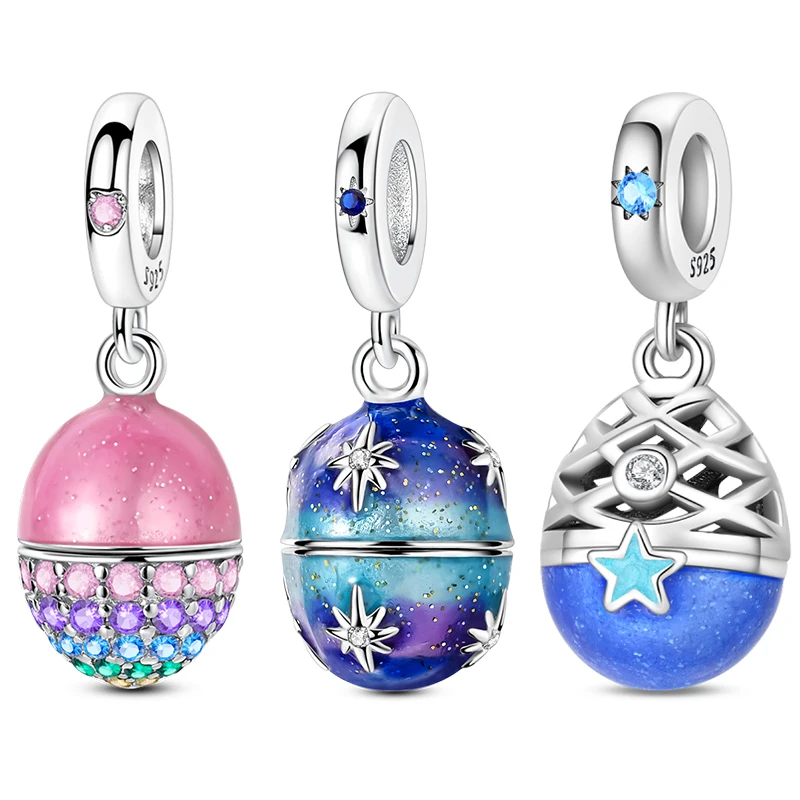 925 Sterling Silver Charms Beads Fun Claw Print Easter Egg Dangle Fit Original 925 Bracelet Necklace Fine DIY Women Jewelry Gift