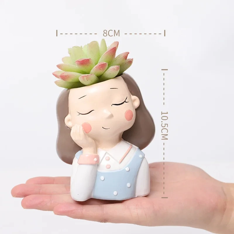 Sweater Girl Flower Pot for Succulents, Decorative Planters Girls Portrait Garden Pots for Home Decor Desktop Ornament