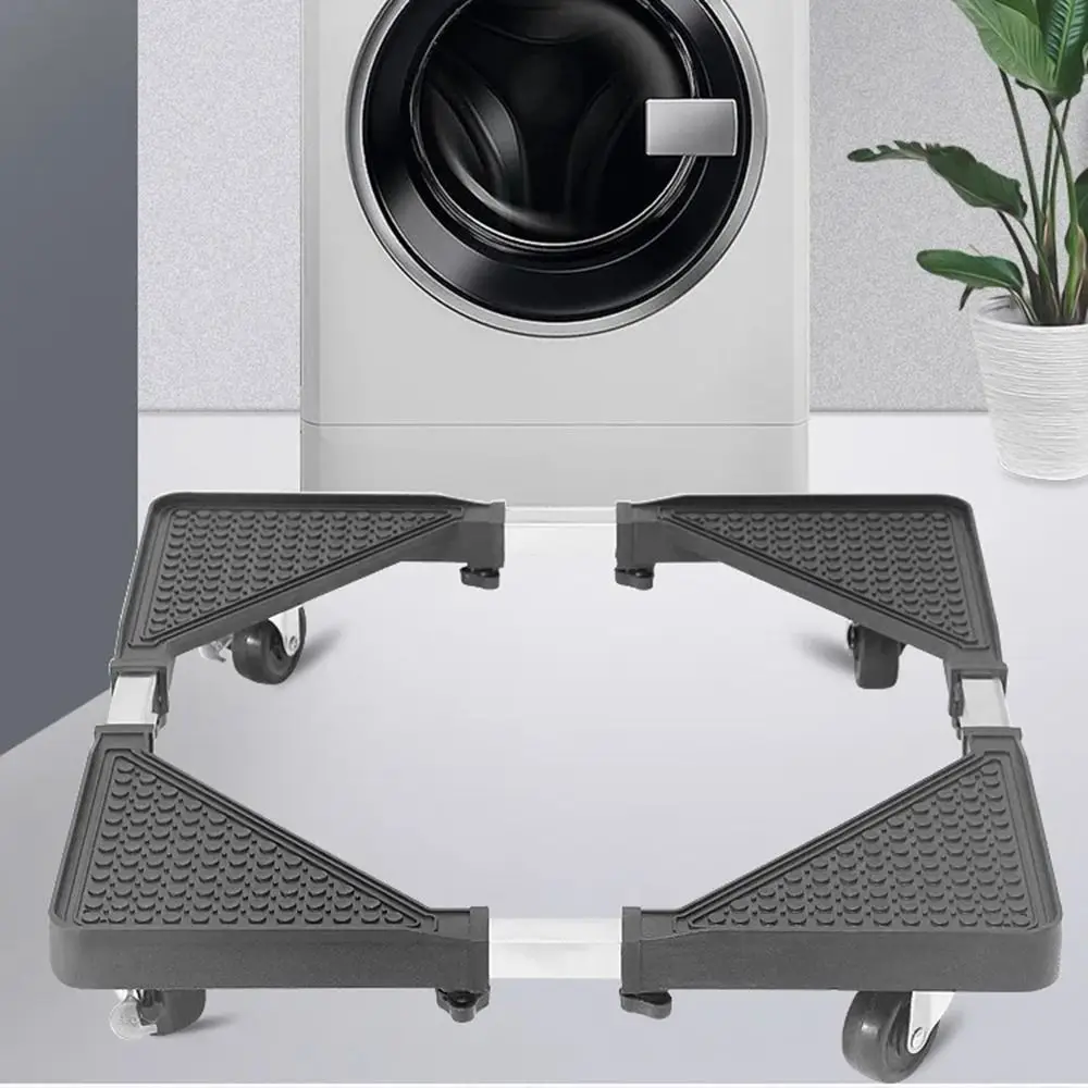 Adjustable Universal Wheel Mobile Rack 4 Locking Wheels Retractable Washing Machine Holder Strong Load-bearing Noise Reduction