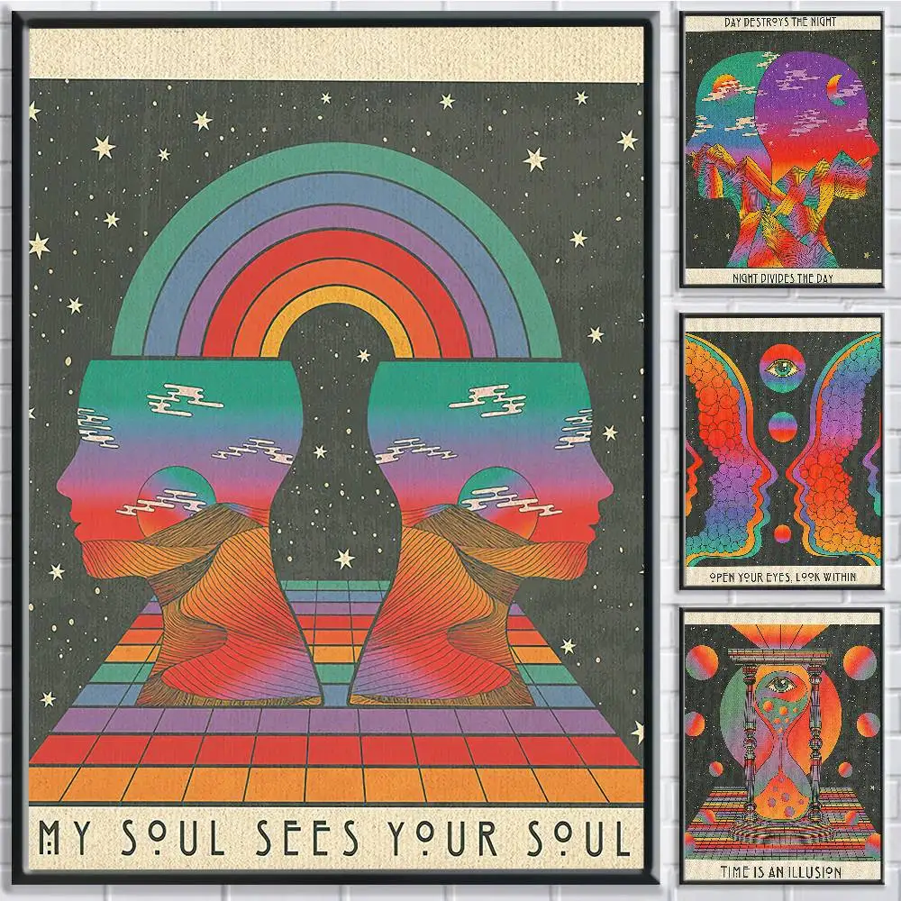 My Soul Sees Your Soul Art Poster Self-adhesive Art Waterproof Paper Sticker Coffee House Bar Room Wall Decor