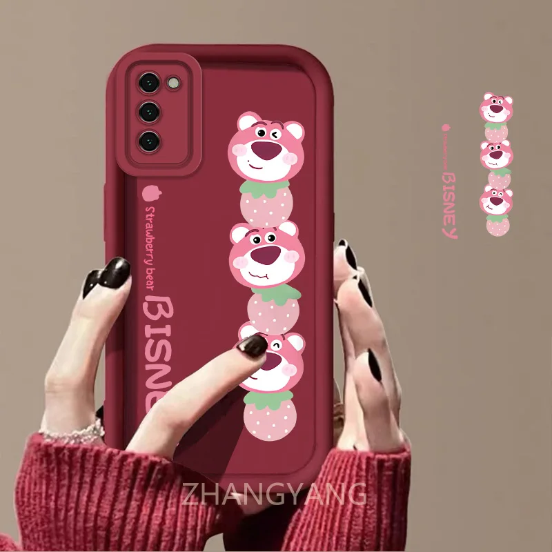 Case For Samsung A03S A02s Cute cartoon bear phone case with silicone TPU soft case anti drop and shockproof phone camera fully