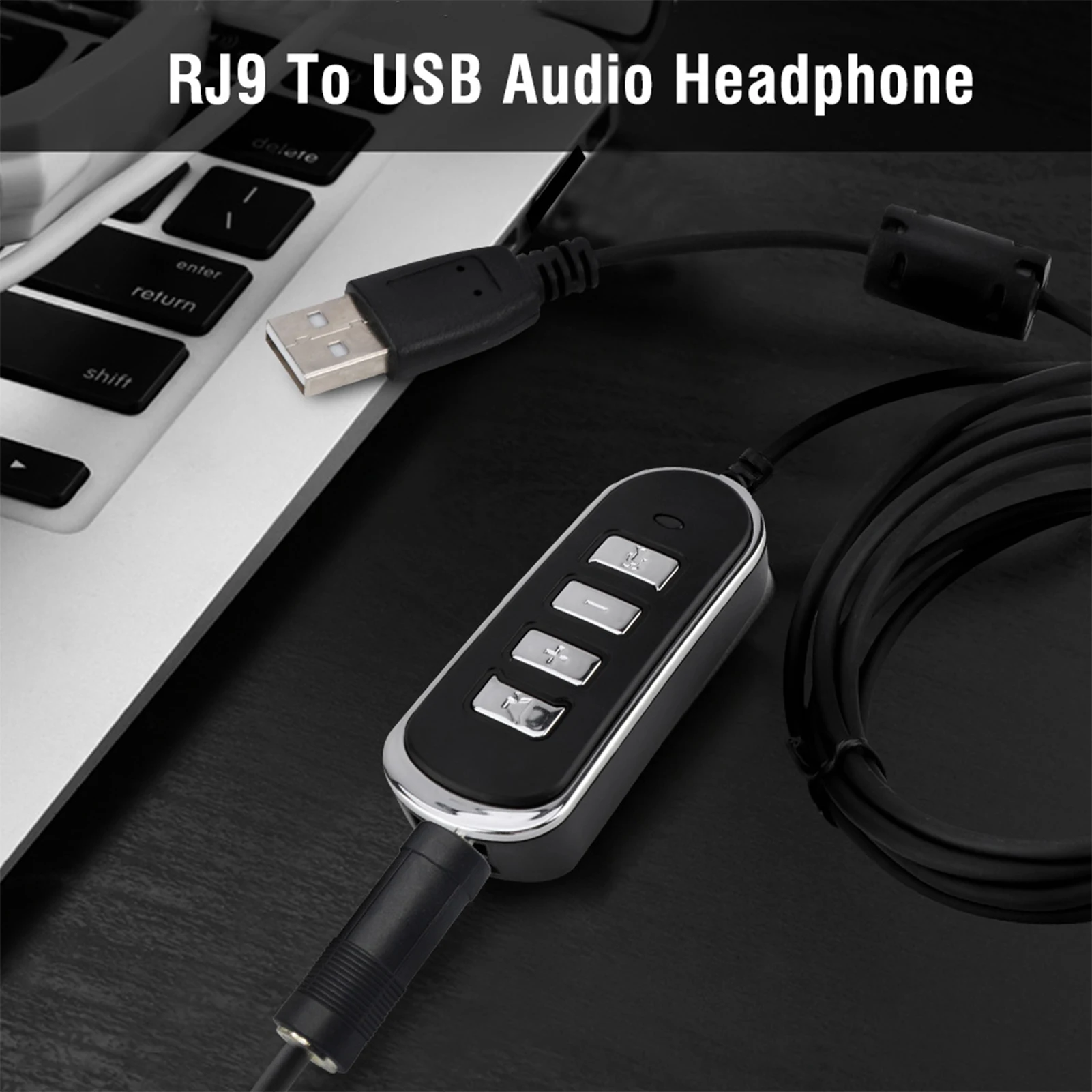 Cavo jack RJ9 a USB Connessione telefonica auricolare Linea di conversione cuffie audio RJ9 a USB Linea di cuffie per computer con scatola di controllo