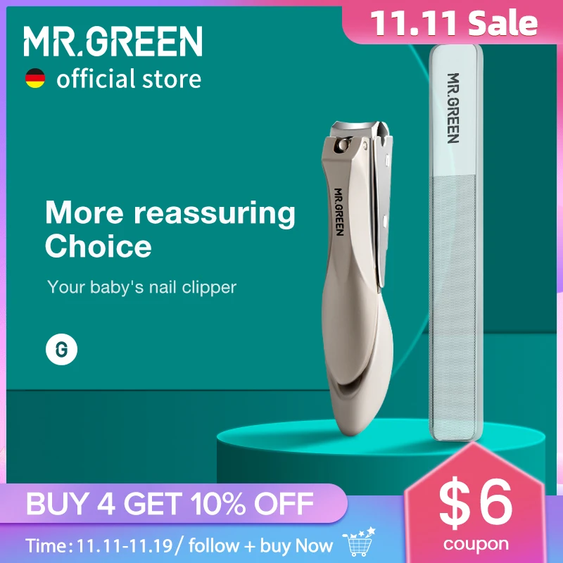 

MR.GREEN Baby Safety Nail Clippers Nail Care Clippers Fingernail Cutter Newborn Baby Convenient Nail File Manicure Tools