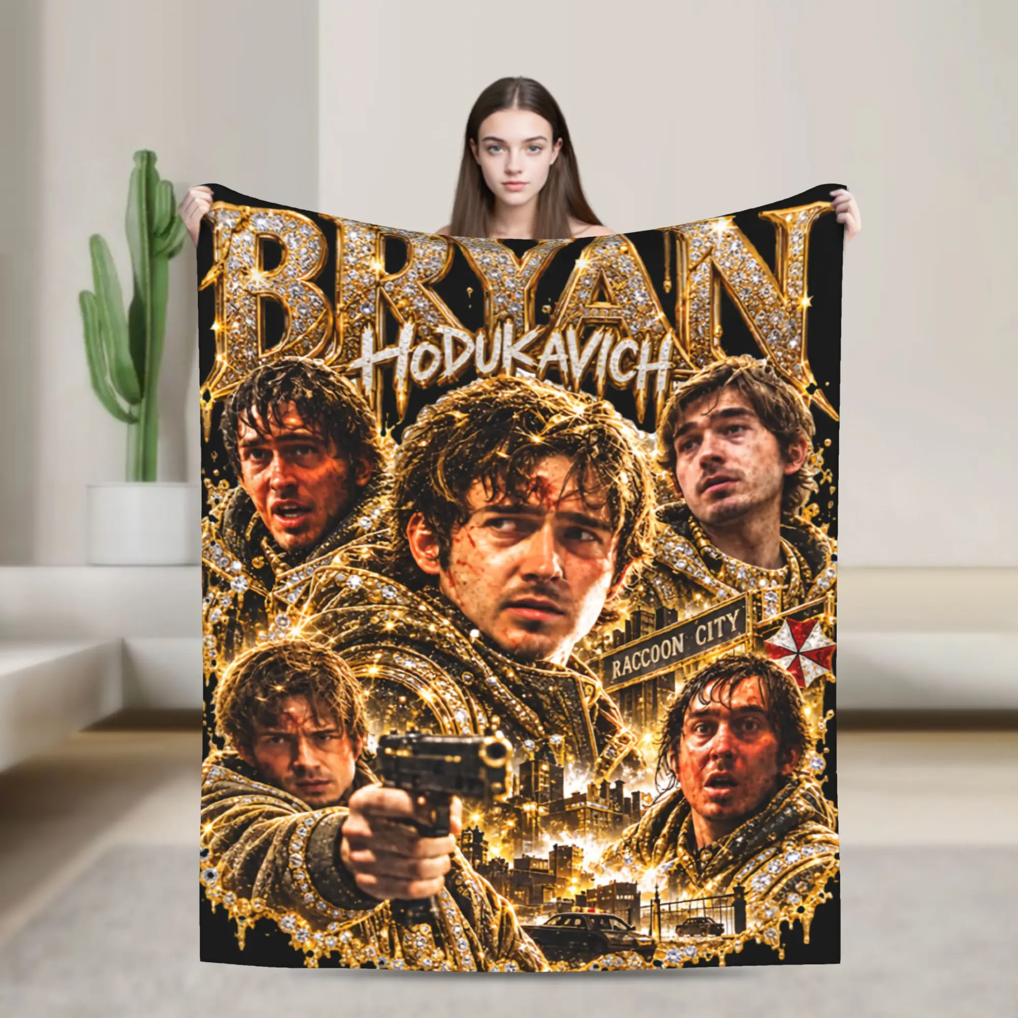 Bryan Hodukavich R-Residents Bryan Hodukavich Movie Knitted Blanket Fleece Lightweight Thin Throw Blanket for Travel Bedspread