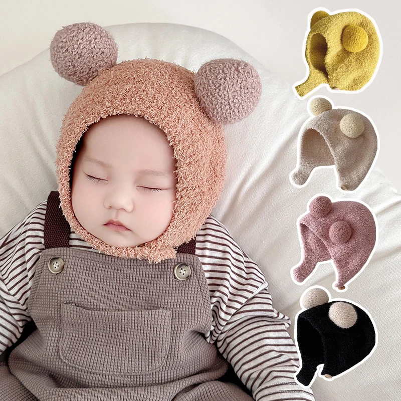 Pompom Baby Winter Hat Fleece Warm Infant Bonnet Newborn Beanie Cute Toddler Cap Baby Boys Girls Accessories Kids Hats 3-24M