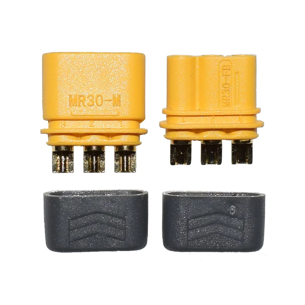 Amass MR30 Male MR30 Female Connector plug with sheath High current three-pin straight head connector for RC drones ACCS