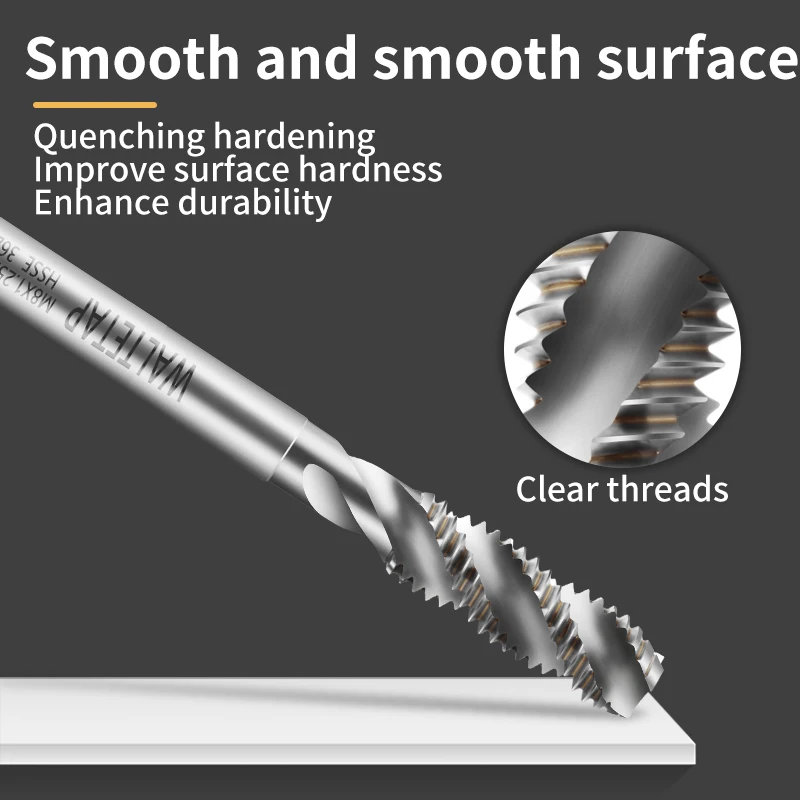 WALTETAP HSSE-M35 JIS Standard Metric Long Shank 120MM Spiral Fluted Tap M3X0.5 M4X0.7 M5X0.8 M6X1 Machine Screw Thread Taps