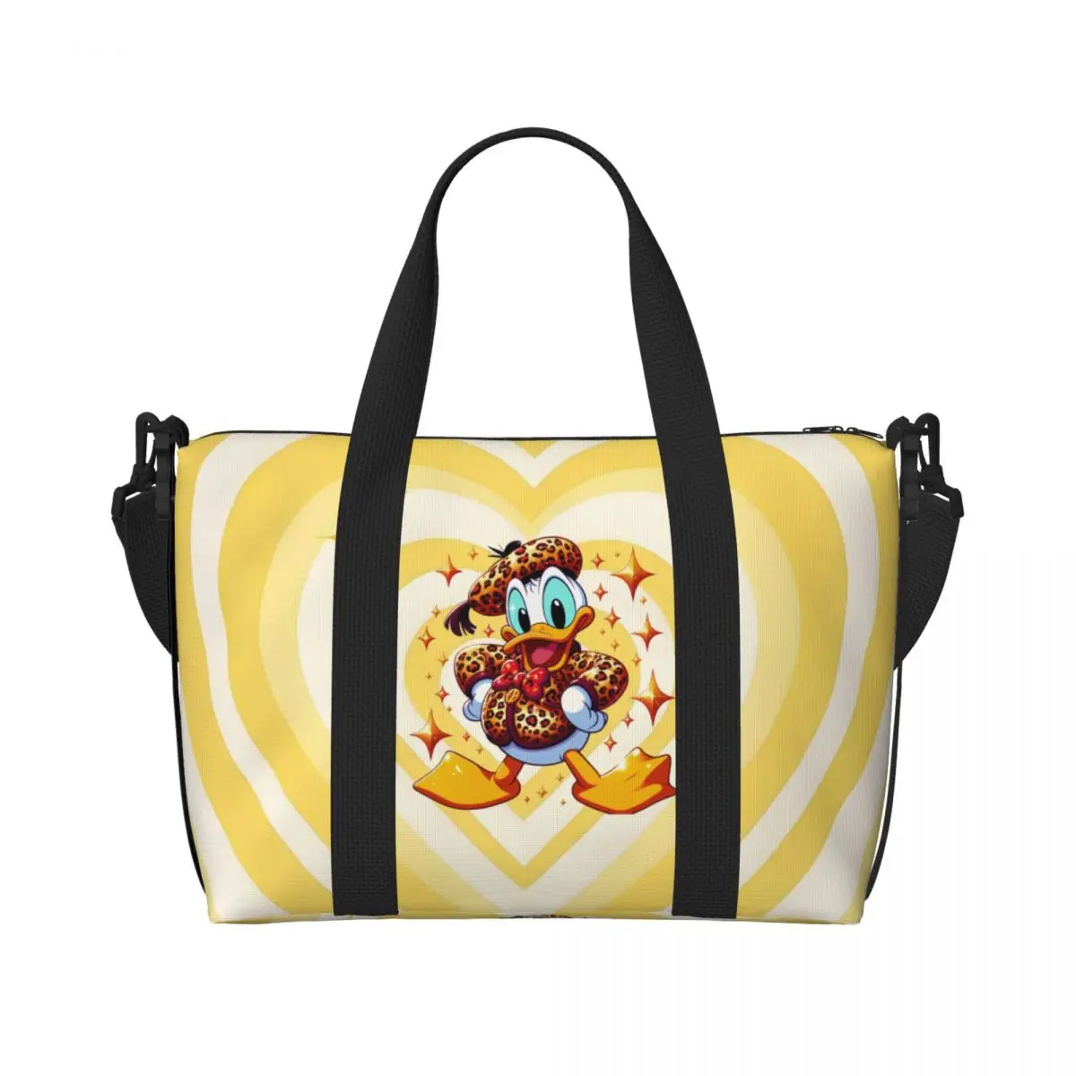

Custom Cartoon Donald Duck Tote Bag for Women Big Capacity Beach Gym Travel Bags