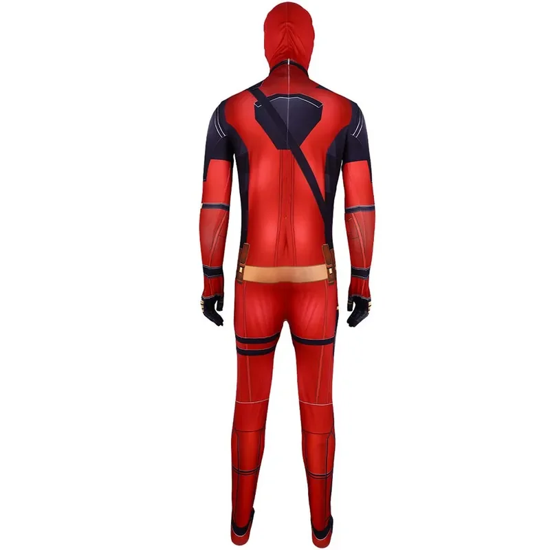 SN552 Piece Deadpool Wolverine Jumpsuit Red Men Women Cosplay Costume Superhero Headgear Performance Party Halloween Zentai@54WE