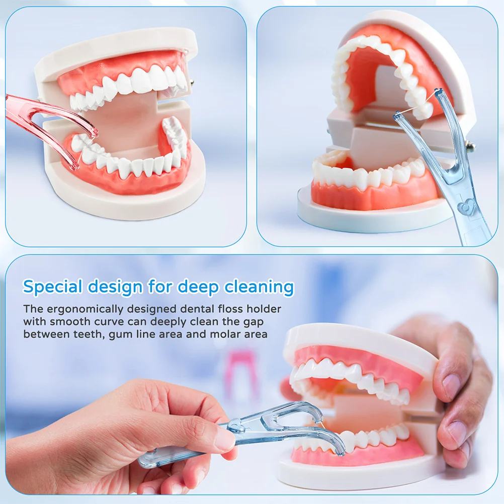 Soporte para hilo Dental, cómodo, reemplazable, palillos de dientes, soportes de plástico, enhebradores, 2 uds.