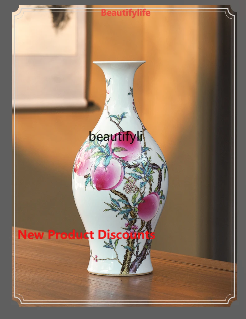 

Antique Living Room Flower Arrangement Decoration Jingdezhen Ceramic Vase Hand Painted Porcelain Bottle New Chinese Style