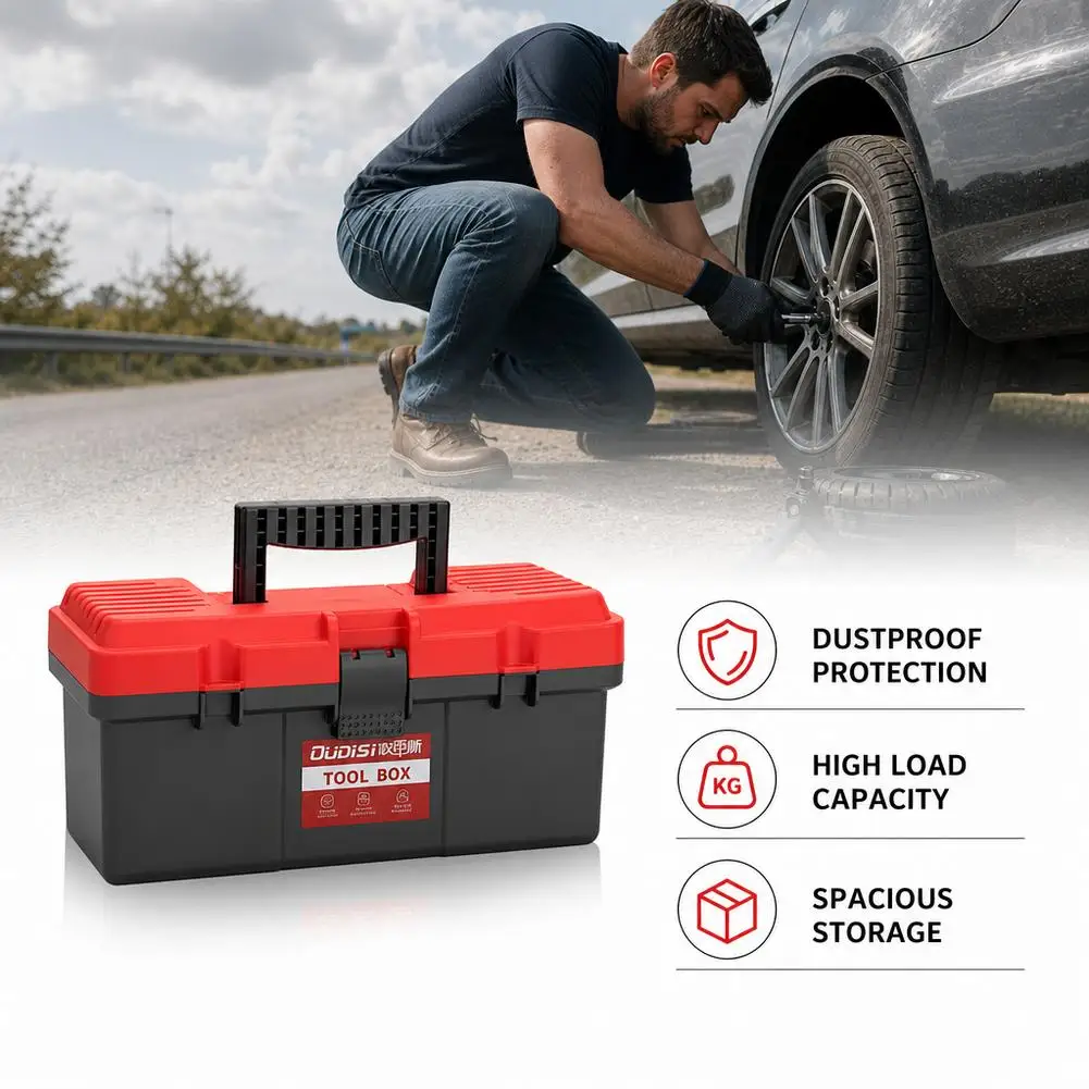 Small Toolbox Easy Access Handled Heavy Duty Handle Maintenance DIY Tool Storage For Vehicle Car Home Office Workshop Garage