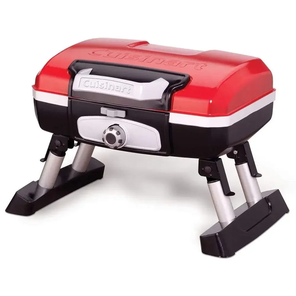 Compact High-Performance Portable Gas Grill 5500 BTU Burner 145 Sq Inch Grilling Surface Red Foldable Legs Easy Ignition Carry