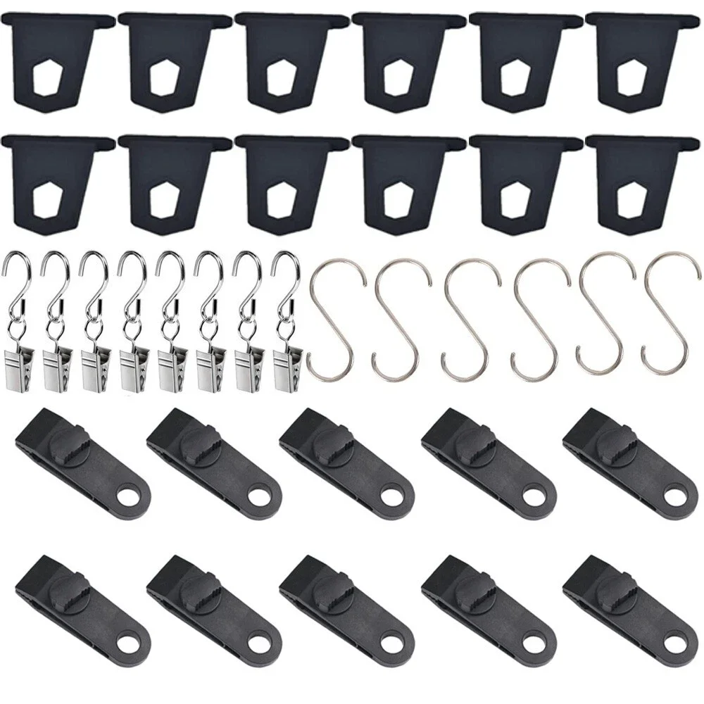 

36pcs Awning Rail Hanger Hooks Awning Hooks Camping Hangers S Shaped Accessory Set Camping Tent Clamp Tarp Clips Buckle For RV