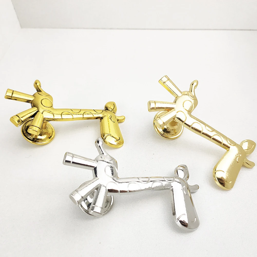 1pcs Cabinets Handle Zinc Alloy Cabinets Door Drawer Furniture Giraffe Shape Handle Hardware Multi-layer Plating