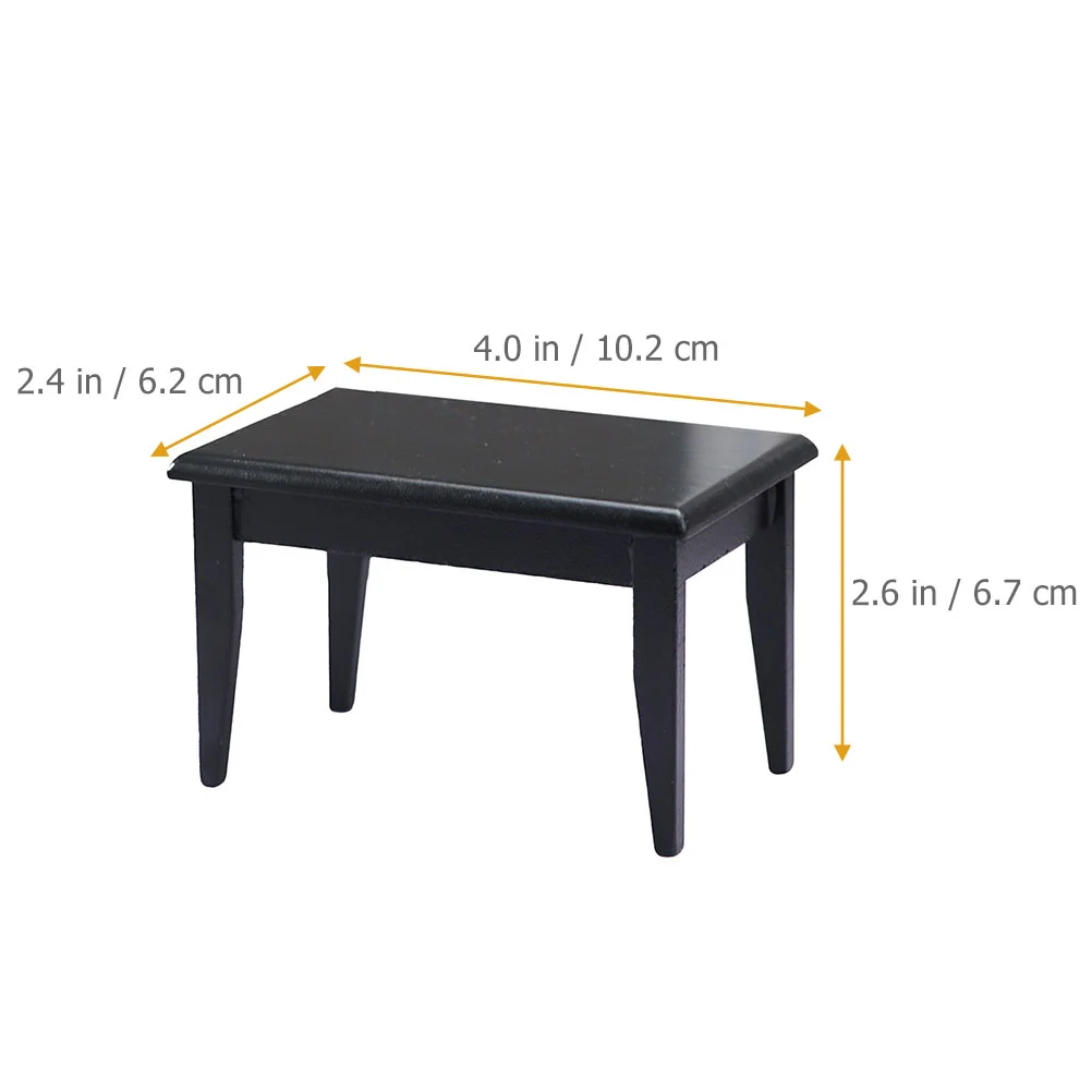 5-delige mini-eettafel miniatuur decoratie stoel meubilair speelgoed kamer zwart model houten ornament tuinaccessoires